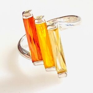 Marsala 925 Sterling Ring CZs 7 3/4 size 5.39g